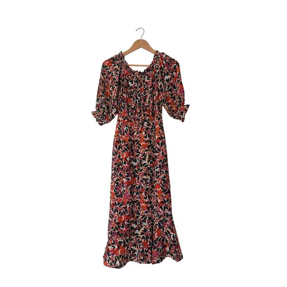 NWOT Saloni Floral Grace Silk Midi Dress Size 6 - Picture 4 of 7